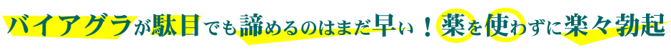 バイアグラが駄目でも諦めるのはまだ早い！薬を使わずに楽々勃起